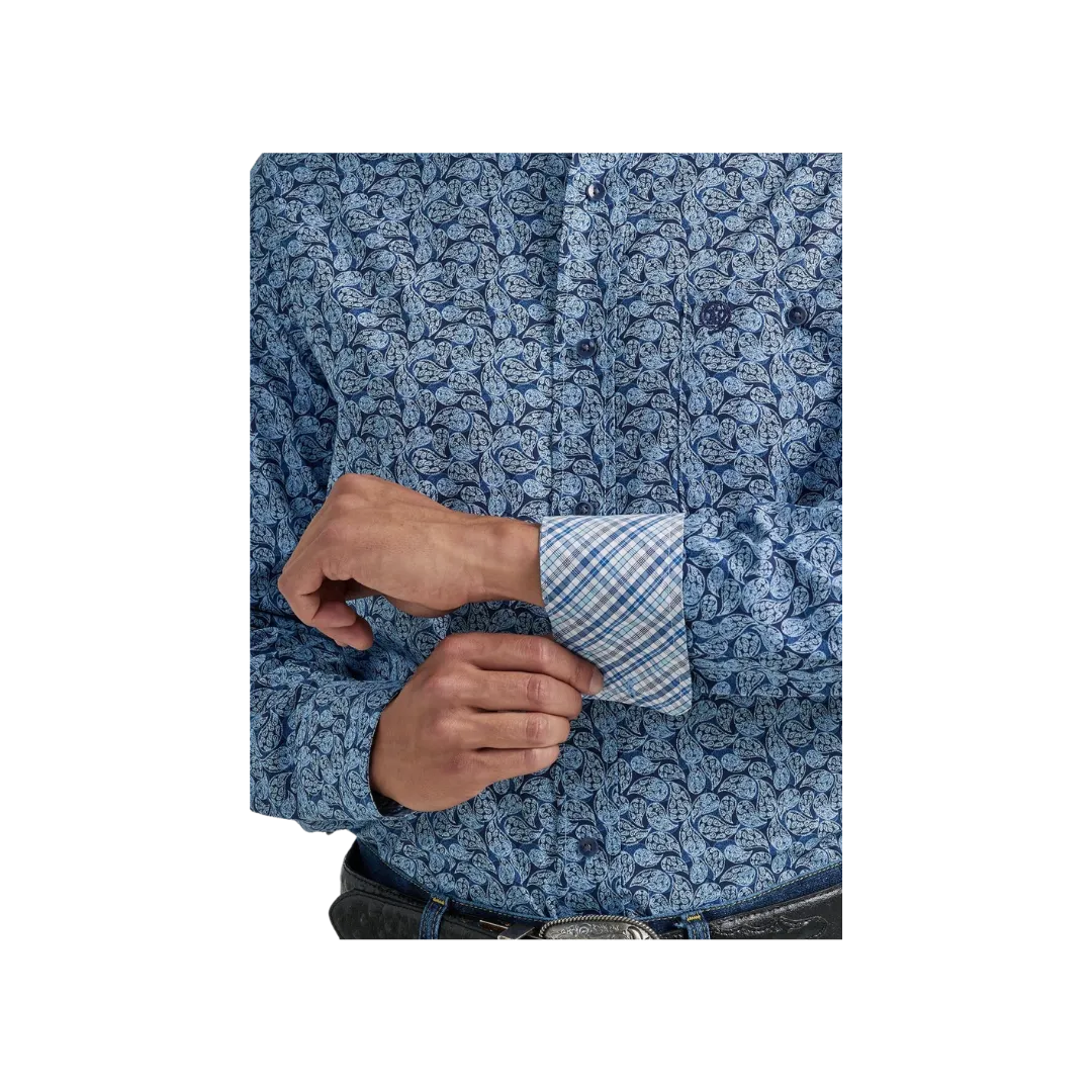 Wrangler Men's George Strait  Paisely Blue Shirt